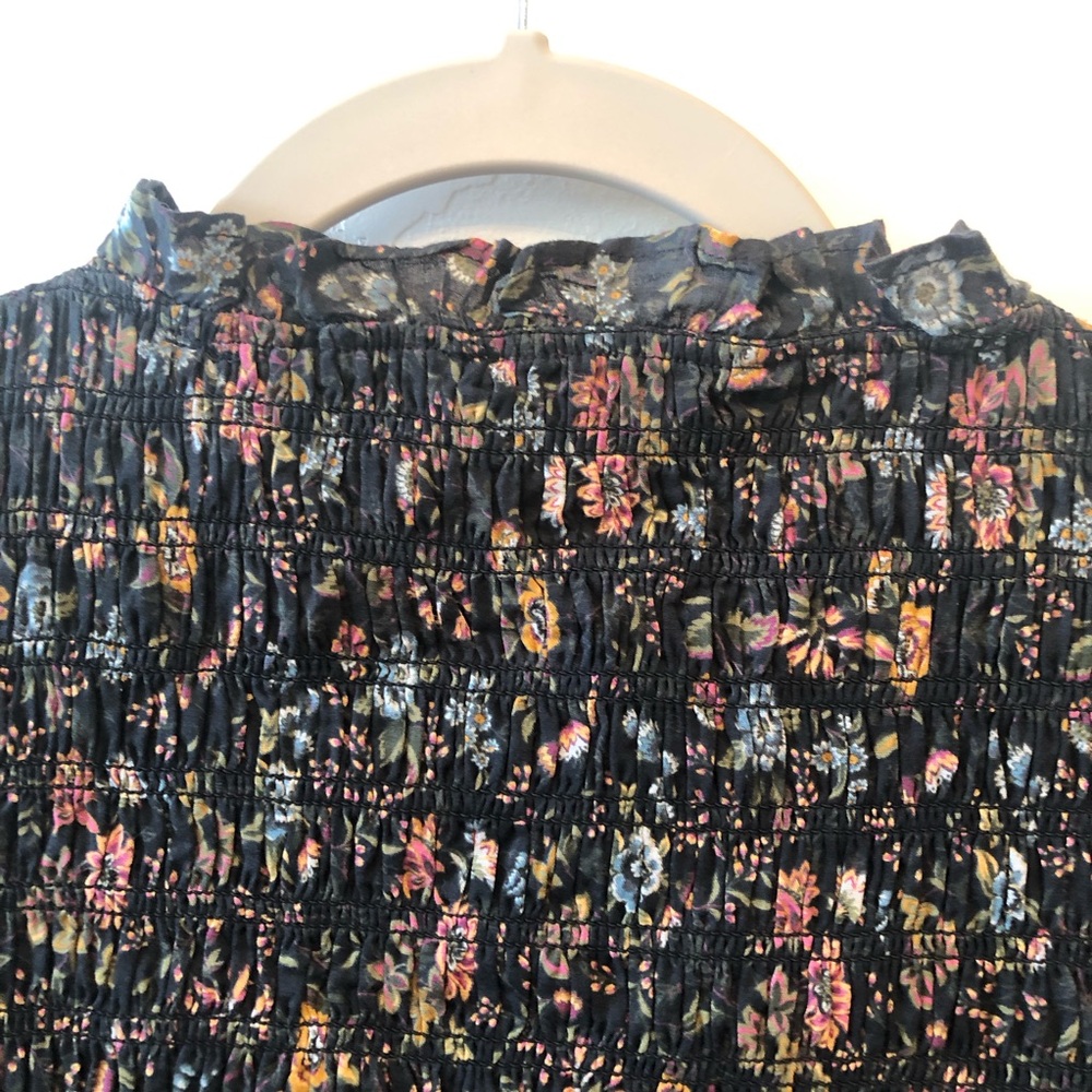 Veronica Beard Farha Black Floral Smocked Mini Dress size 12 - Picture 9 of 13